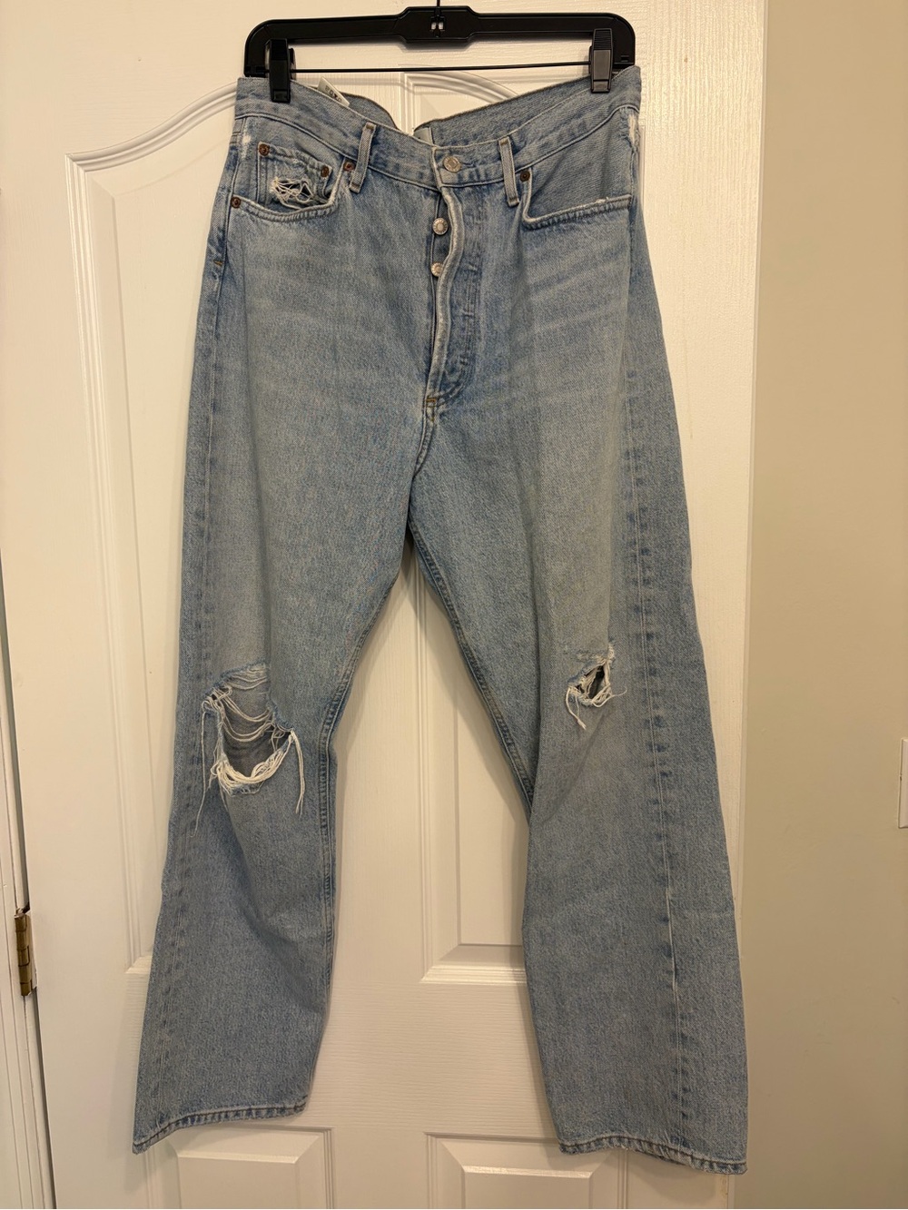 **AGOLDE** Light Blue Distressed Boyfriend Denim Jeans